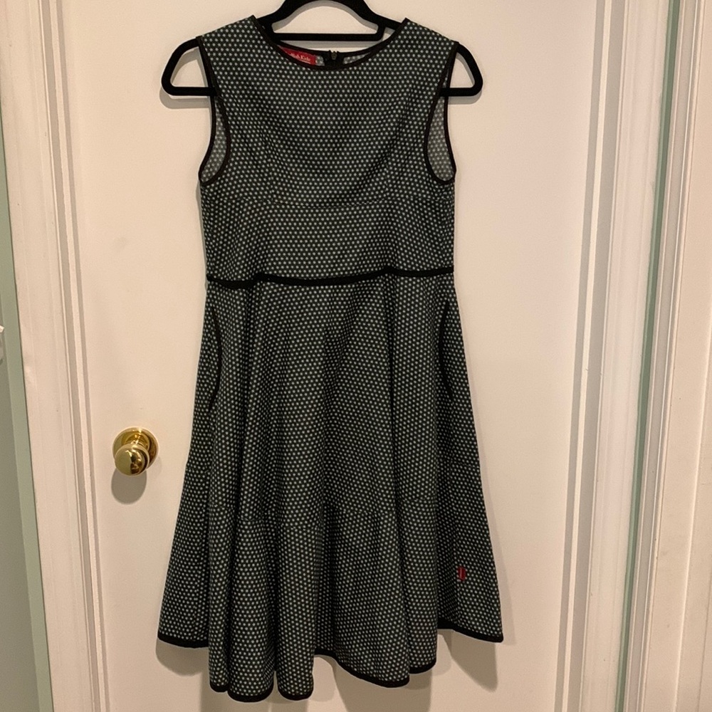 Redfish Kids Size Small grey /light grey stars & black trim swing dress.